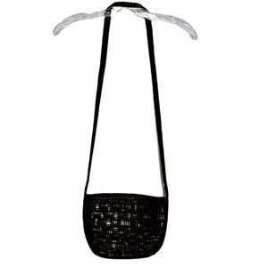 Women's Vintage 1990's Franco Sarta Leather Woven Dark Brown Crossbody Handbag